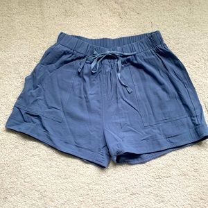 Blue Cuff hem Shorts